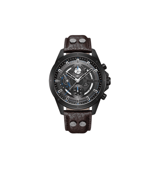 Police Malawi PEWJF0004602 Herren • Multifunktionswerk • Lederarmband Braun