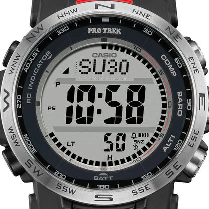 Herrklocka med svart urtavla och silverfärgad boett, PRO TREK digital display