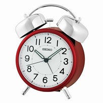 Seiko Alarm Metallic QHK063R Väckarklocka Röd • Tyst Sweep-Urverk • LumiBrite Lysande Visare