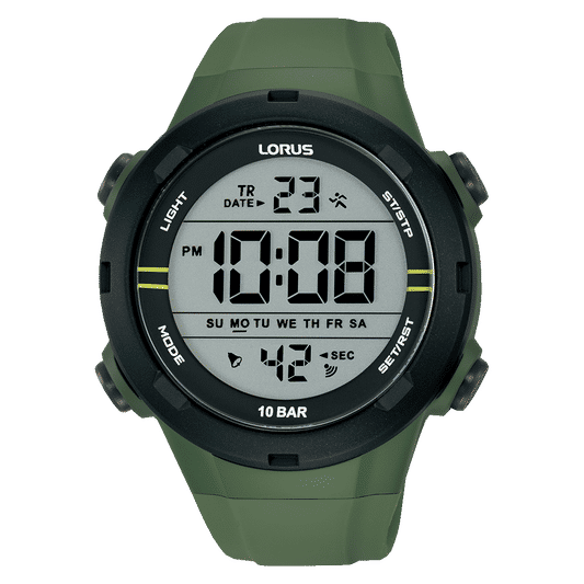 Lorus R2305QX9 Herren Sports Digitaluhr Schwarz • 13 Funktionen • 10 ATM