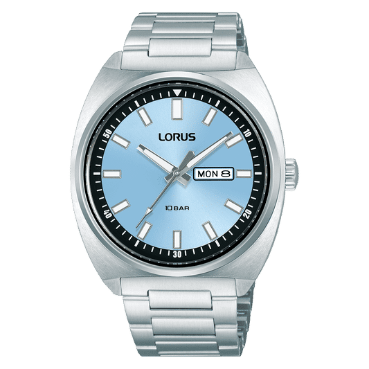 Lorus Sports RH317BX9 Herren Armbanduhr • Hellblaues Sonnenschliff-Zifferblatt • Mineralglas