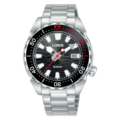 Lorus Sports RH945RX9 Herrenuhr Schwarz • Mineralglas • Drehbare Lünette