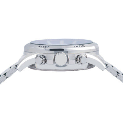 Lorus Herrenarmbanduhr, Rückseite mit Gehäuseprägung und Armbandglieder-Detail