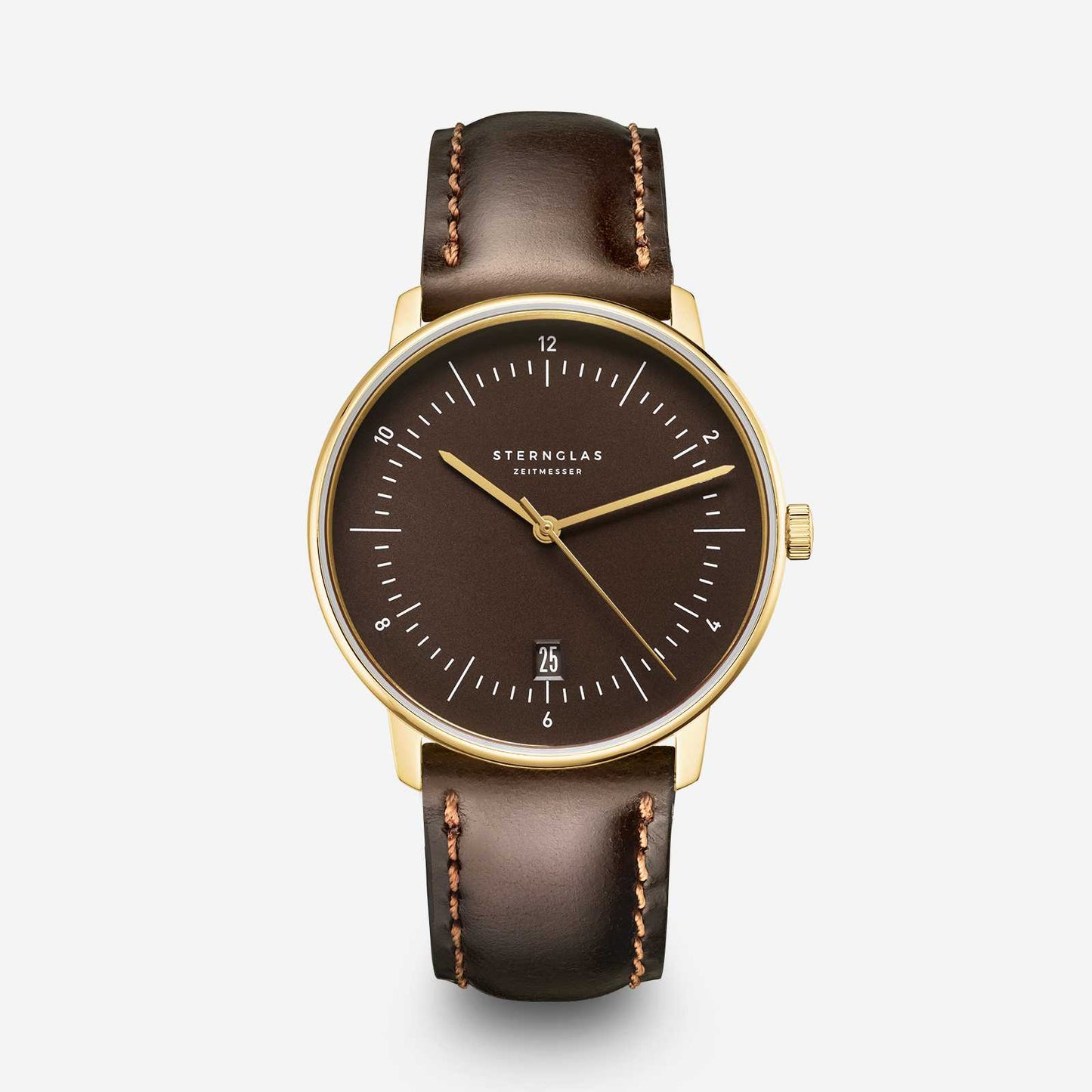Sternglas herrur med mörkbrunt läderarmband och brun urtavla