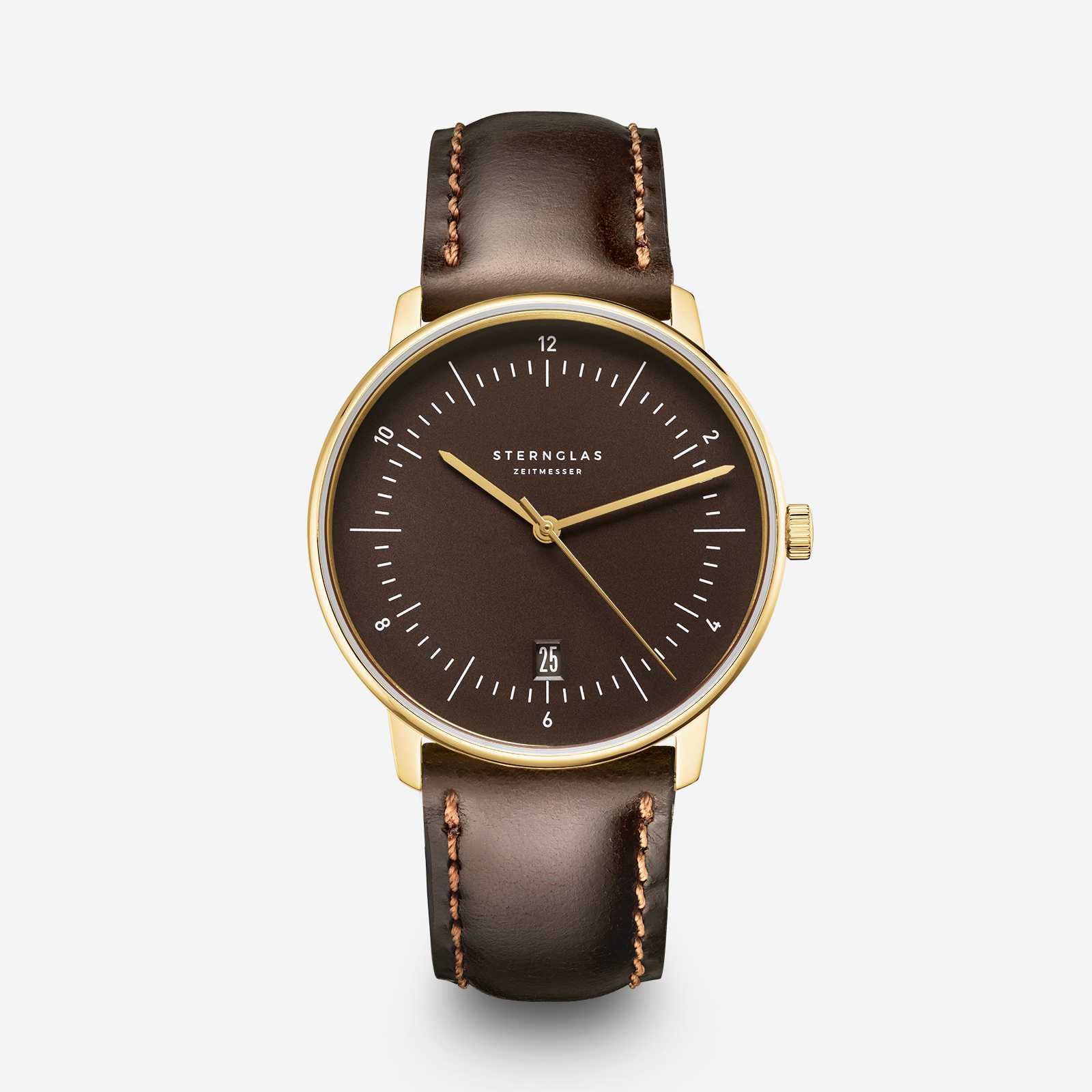 Sternglas herrur med mörkbrunt läderarmband och brun urtavla