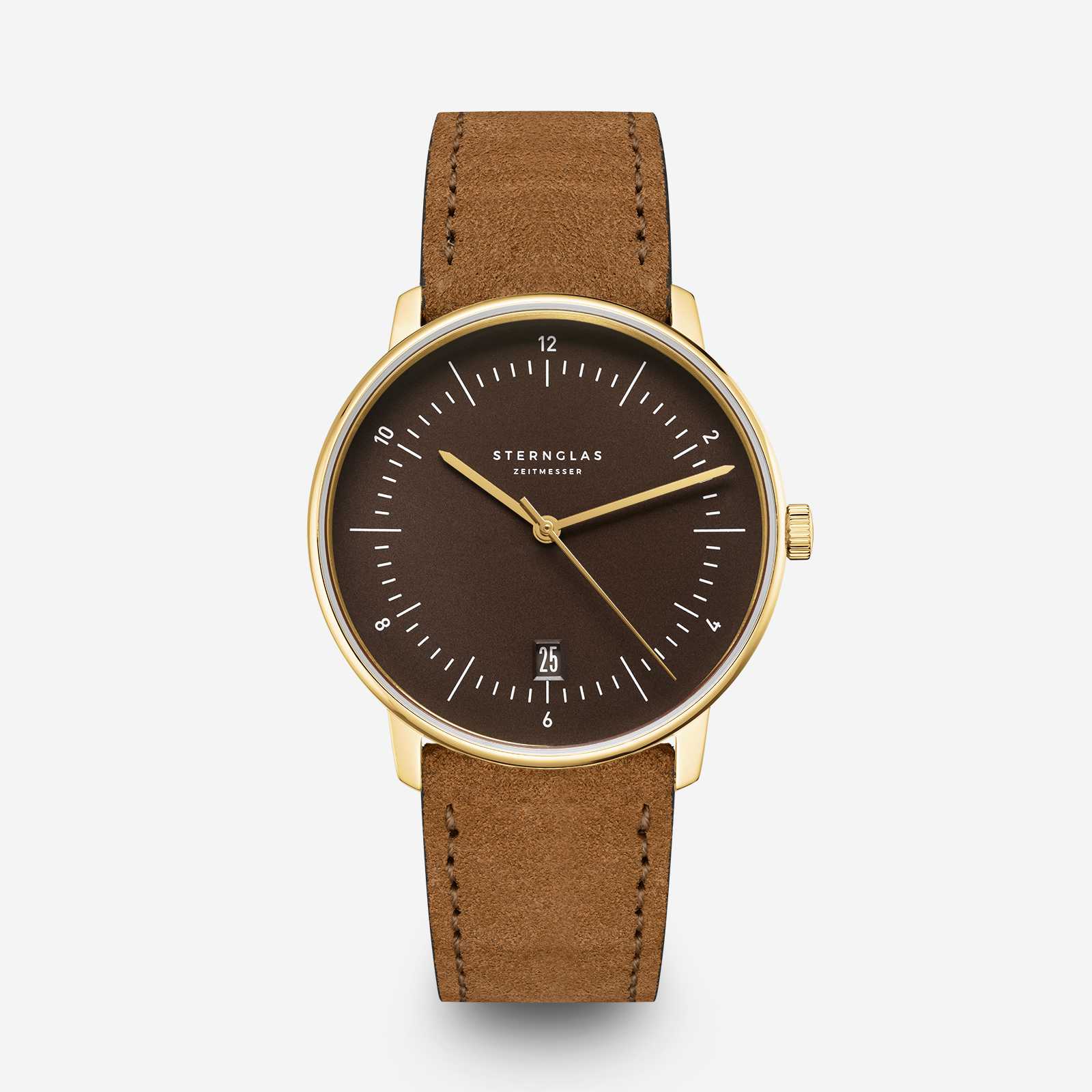 Sternglas herrur med brunt läderarmband och brun urtavla