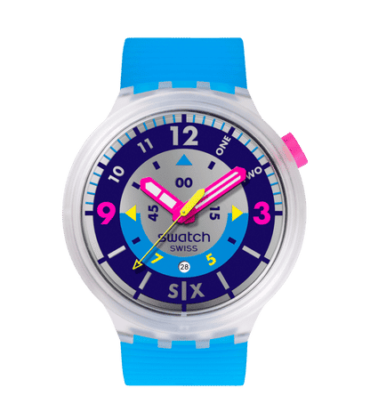 Swatch Big Bold SB01K400 Neon Hielo Armbanduhr • Big Bold Serie • Inspiriert von den 80ern