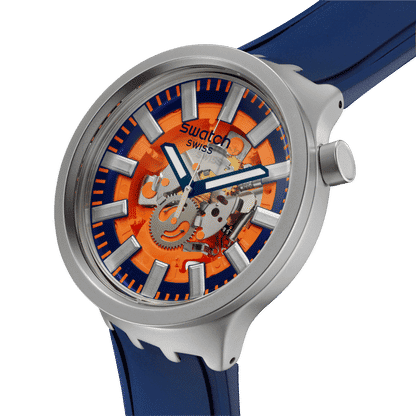 Swatch Big Bold Irony SB07S114 Armbanduhr Orange • Sandgestrahltes Edelstahlgehäuse • Leuchtzeiger, Bild 3