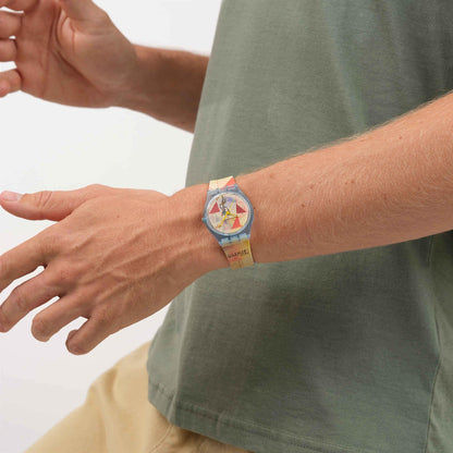 Swatch Originals Medium SO28Z703 Klee's Bavarian Don Giovanni Armbanduhr • Swatch x Guggenheim Kollektion • Kunstwerk am
