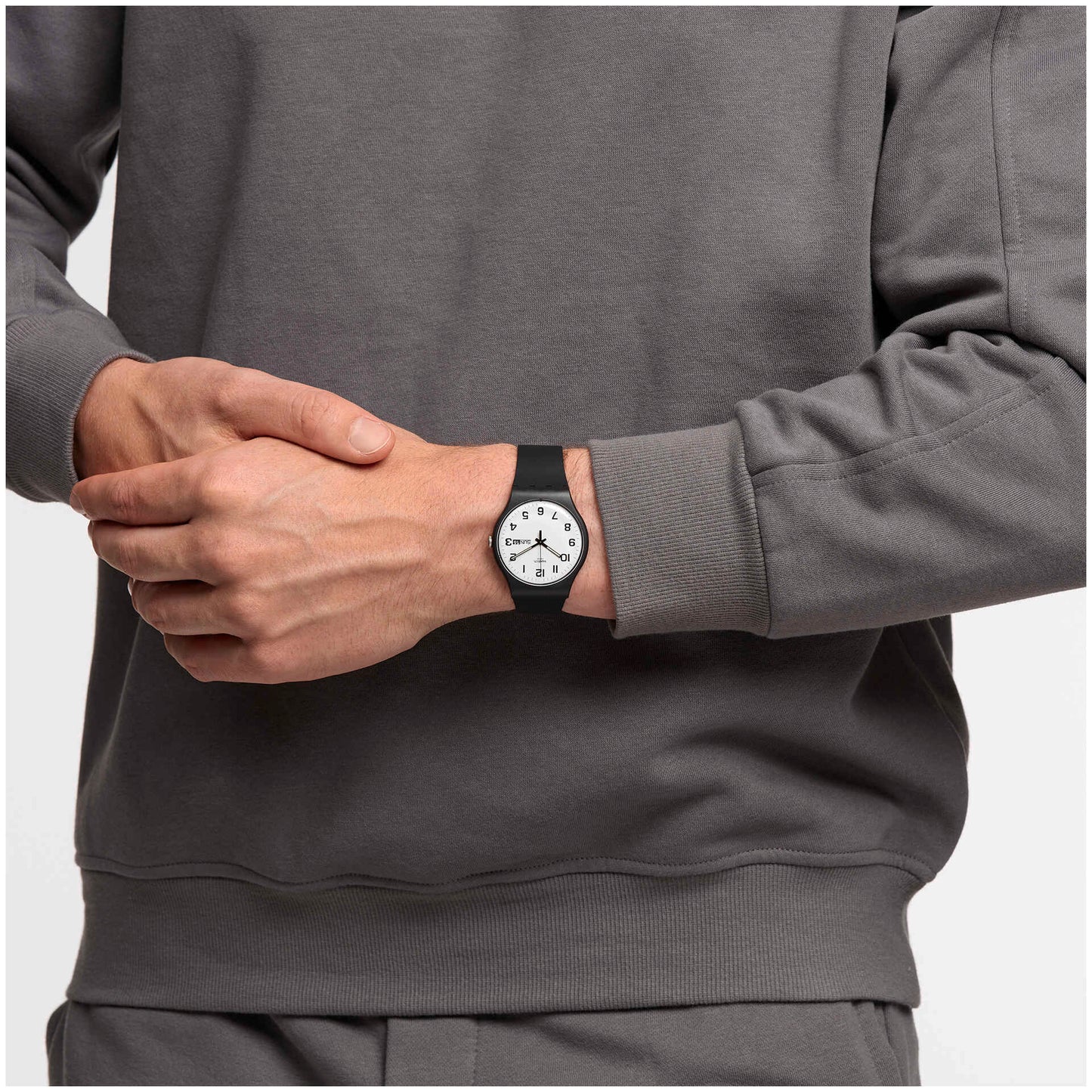 Swatch Originals Large SO29B703 Twice Again Armbanduhr Weiß • Biosourciertes Armband • Tag- und Datumsanzeige, Bild 2