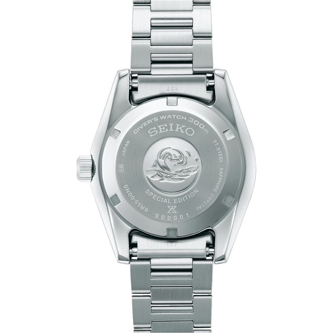 SEIKO Prospex herrur med präglad gravyr på baksidan och armband i rostfritt stål