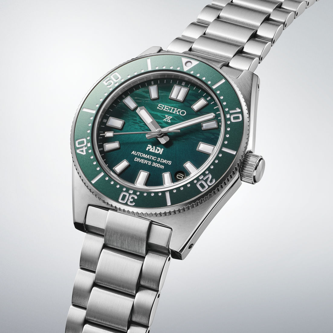 SEIKO Prospex herrklocka sidovy: grön urtavla, armband i rostfritt stål