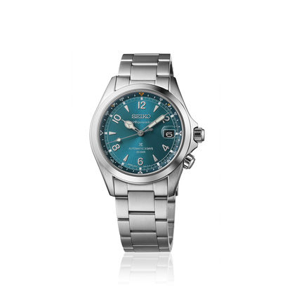 Seiko Prospex herrur med turkos urtavla och armband i rostfritt stål, frontvy