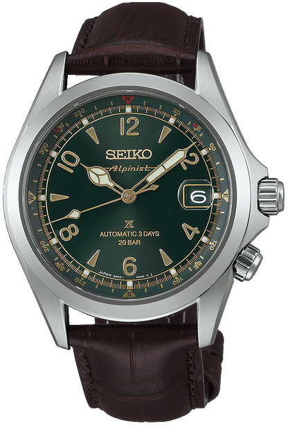 Seiko Prospex herrur med mörkgrön urtavla och brunt läderarmband