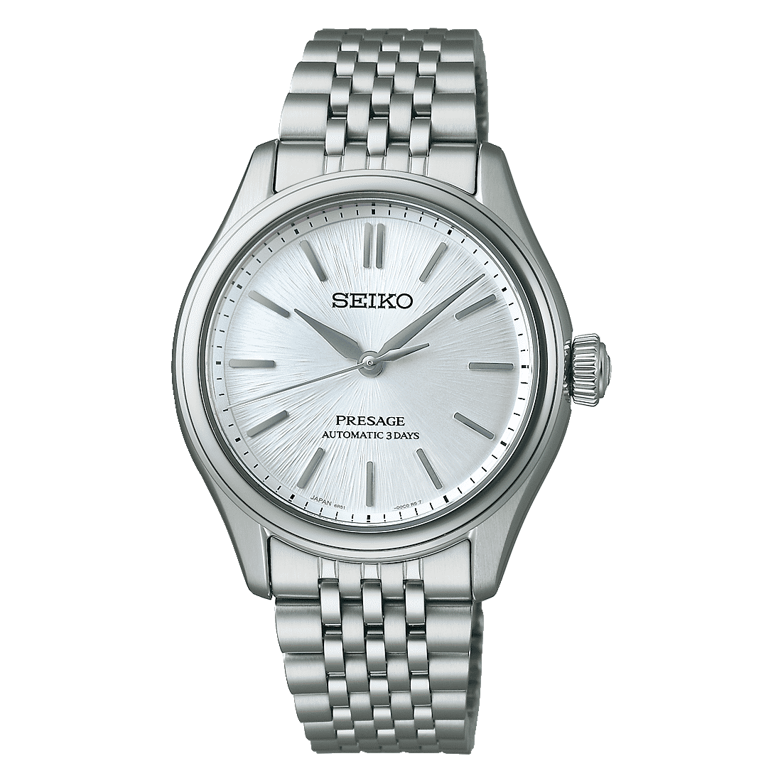 Seiko Presage herrklocka med silverfärgad urtavla och armband i rostfritt stål