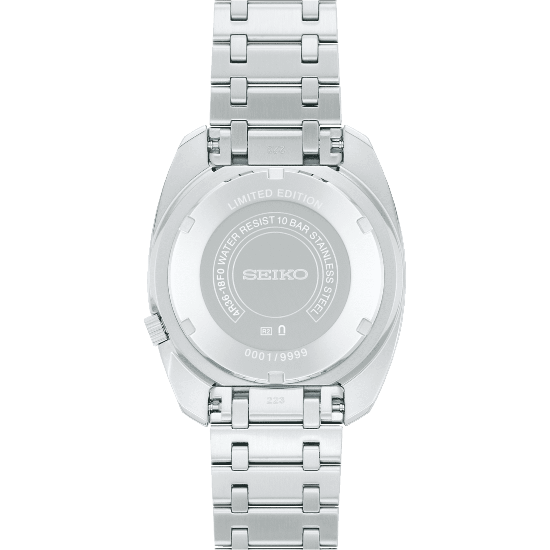 Herrarmbandsur baksida i rostfritt stål med gravyr "LIMITED EDITION" och armband i rostfritt stål