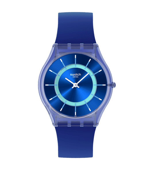 Swatch Skin SS08I100 Jammy Grape Dream Damen Armbanduhr Hellblau • Ultra-Slim-Gehäuse aus Biokunststoff • Biosourced-Glas