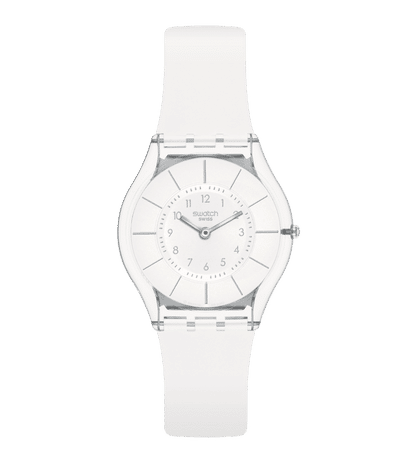 Swatch Skin SS08K102-S14 Damen Armbanduhr Weiß • Ultra-dünnes Gehäuse • Biosourced Materialien