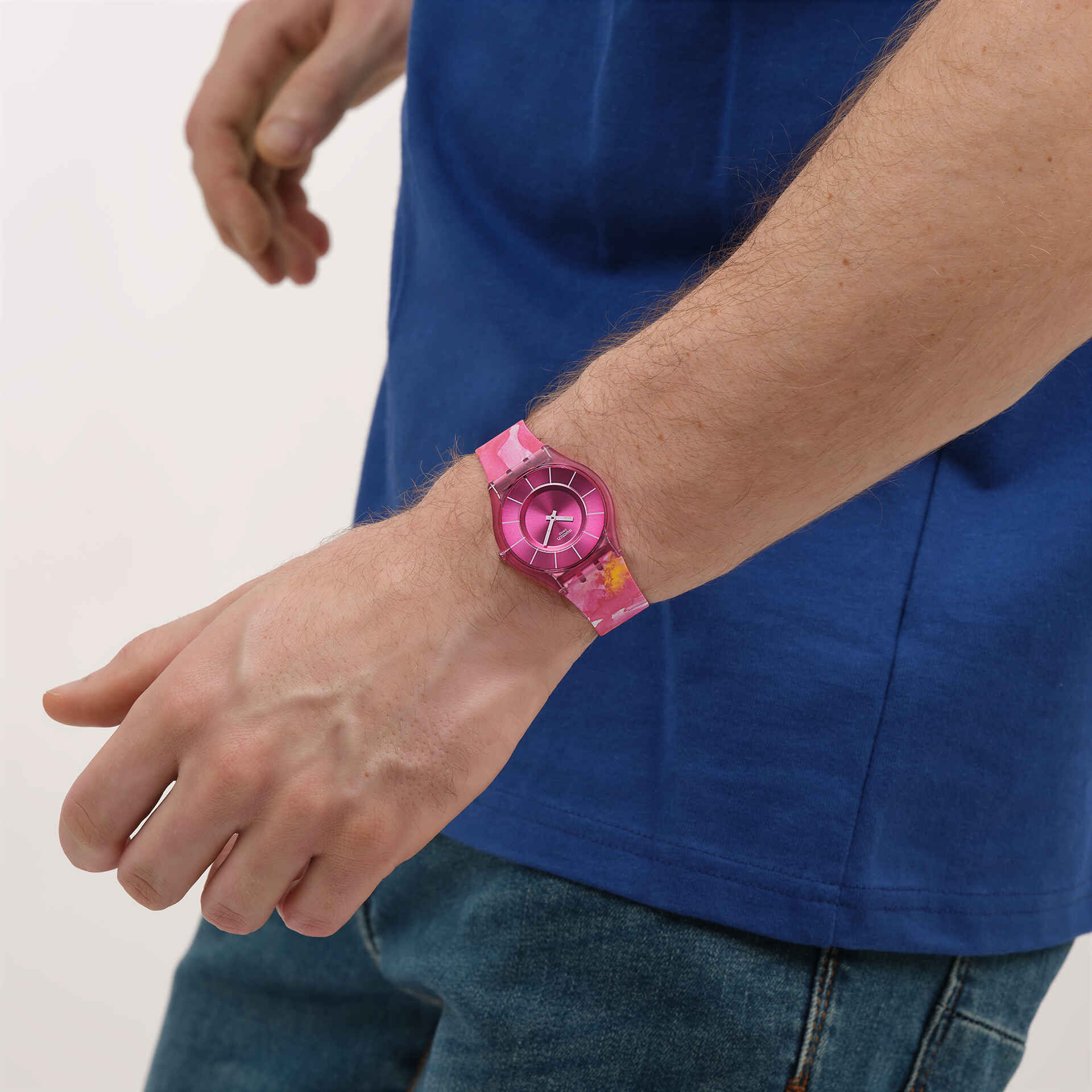 Swatch Skin SS08P113 Paradise Petals Damenuhr Rosa • Leuchtzeigerzeiger & Indizes • Ultra-dünn & Ultra-leicht, Bild 7
