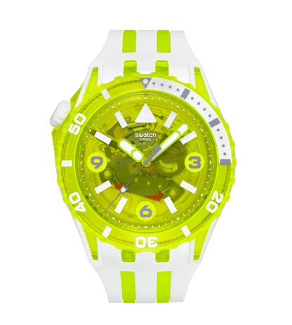 Swatch Scubaqua SSCU09J100 Herrenuhr Gelb • Bioceramic-Gehäuse • Leuchtzeiger mit Taucherdesign
