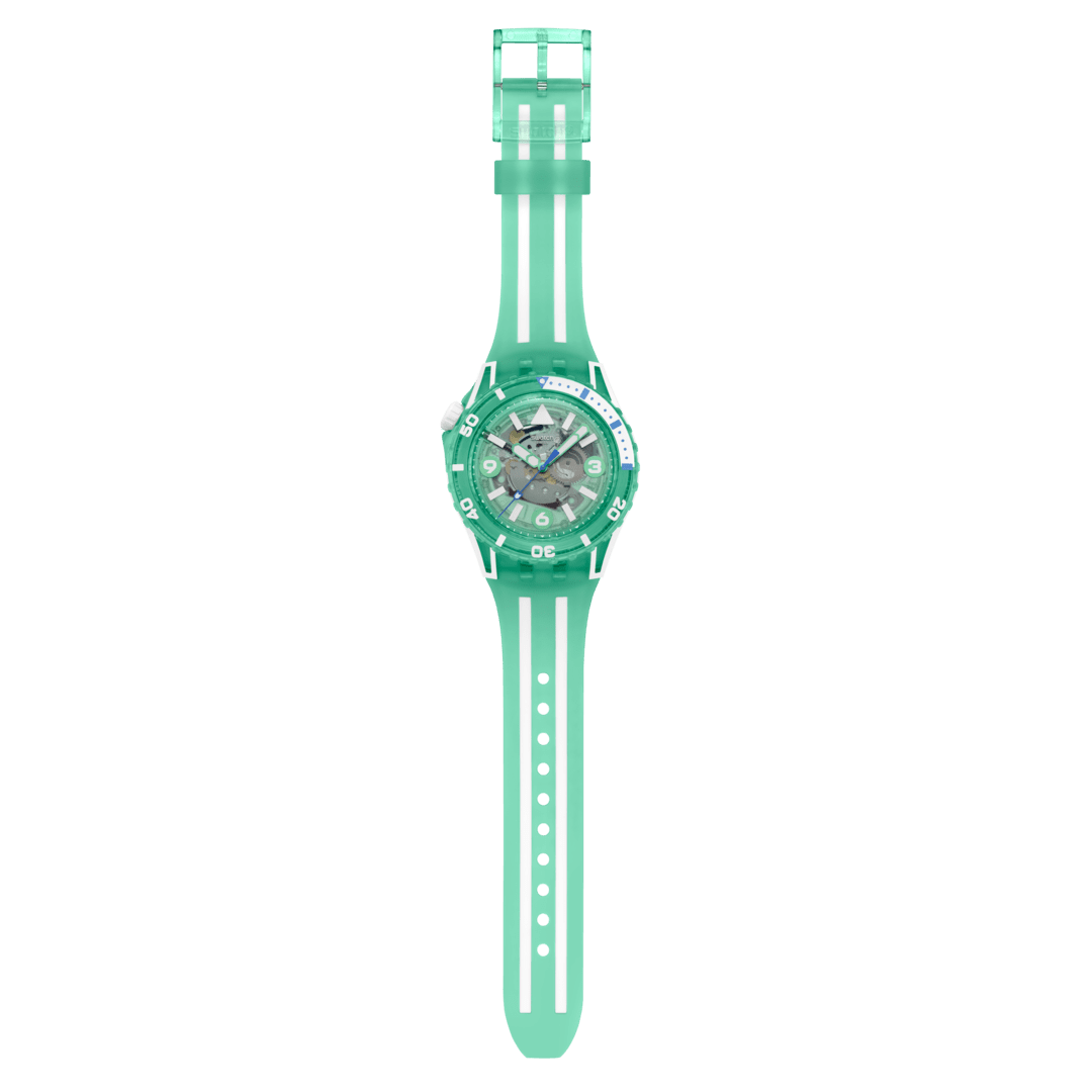Swatch Scubaqua SSCU09L100 Medusae Damenuhr Türkis • Bioceramic & Biosourced • Leuchtzifferblatt, Bild 4