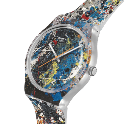 Swatch Originals Large SUOZ366 Pollock's Alchemy Armbanduhr Transparent • Transparentes Gehäuse • Swatch x Guggenheim
