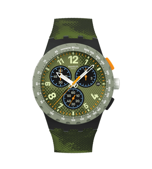 Swatch New Chrono Plastic SUSB423 Midday Camo Herrenuhr • Chronograph • Camouflage-Design