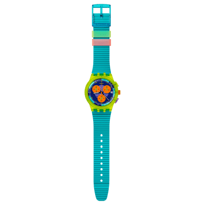 Swatch Neon Wave SUSJ404 Herren Armbanduhr Gelb • Chronograph • Leuchtzeiger, Bild 4
