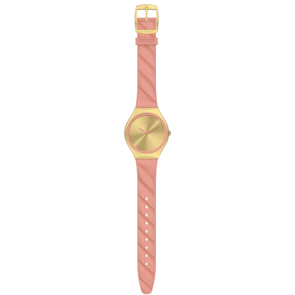 Swatch Irony SYXG114 Damenuhr Rosa • Goldfarben-PVD-Edelstahlgehäuse • Geprägtes Lederarmband, Bild 6