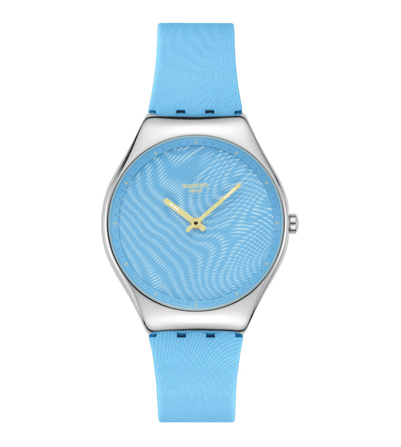 Swatch Skin Irony SYXS164 Damen Armbanduhr Blau • Ultra-flaches Skin-Gehäuse • Irisierendes Design