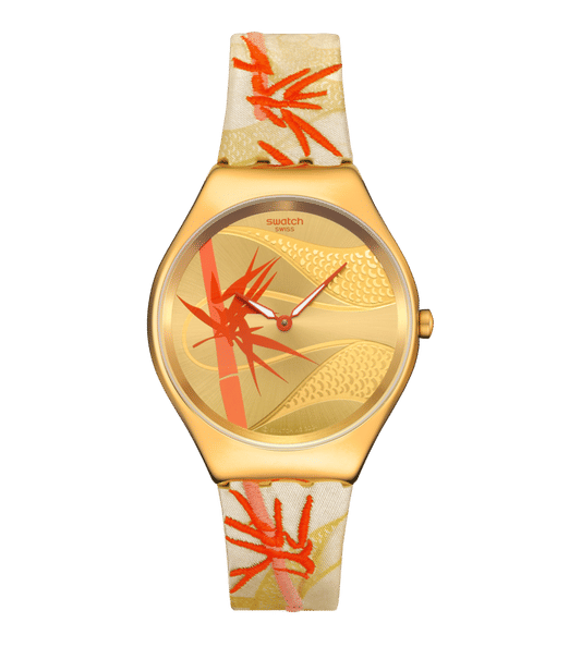 Swatch Skin Irony SYXZ105 Armbanduhr Goldfarben • Hauchdünnes Quarzwerk • Leuchtzeigerwerk
