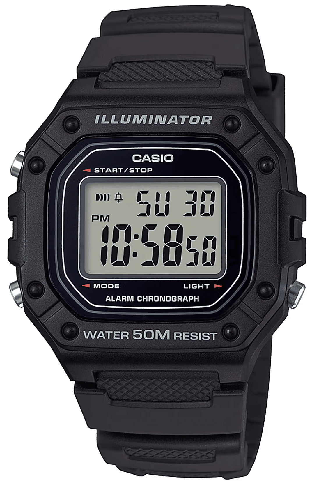 Casio herrur, svart boett och digital display, svart band