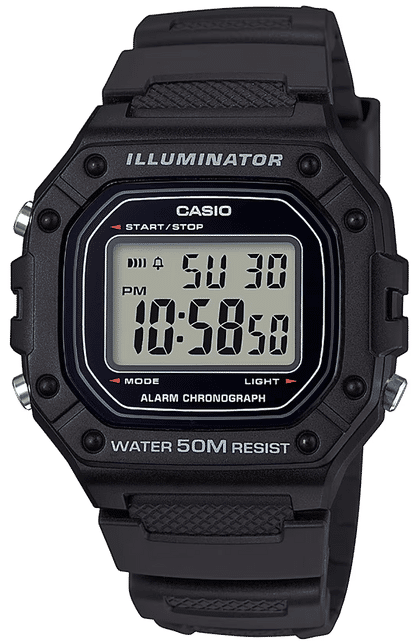 Casio herrur, svart boett och digital display, svart band