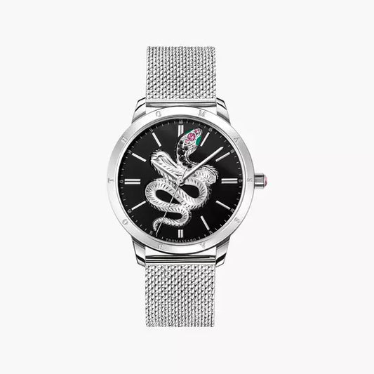 Thomas Sabo WA0383-201-203 Damen Armbanduhr Silber • Milanaise-Armband aus Edelstahl • Schlangendesign in 3D-Optik