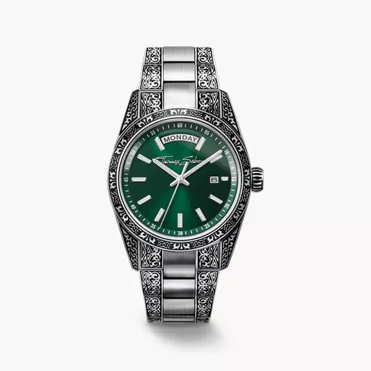 Thomas Sabo Rebel at Heart Revive WA0426-201-201 Unisex Armbanduhr Rauchergrün • Miyota Uhrwerk • Saphirbeschichtetes