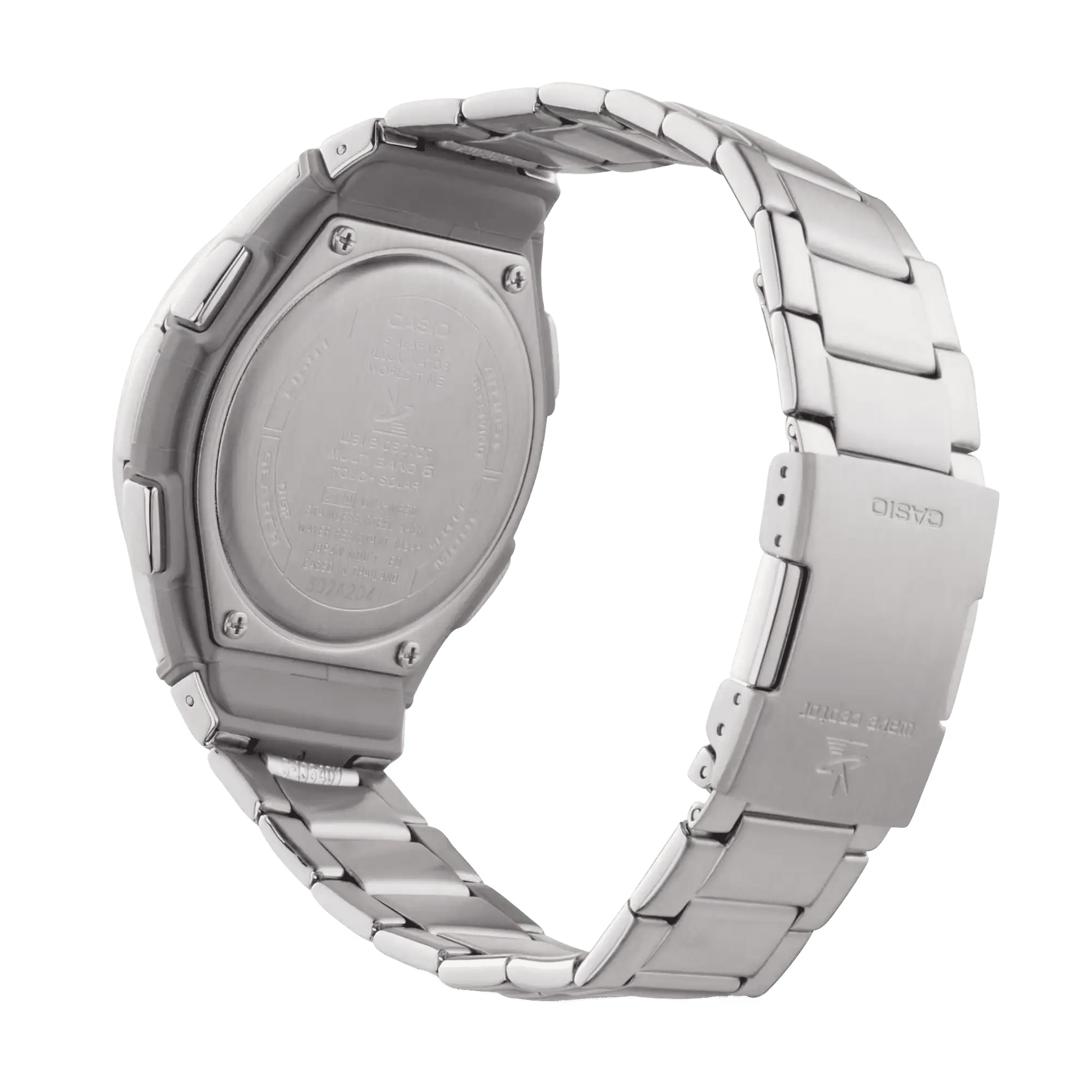 Casio herrarmbandsur med silverfärgad bakgrund och länkarmband i metall