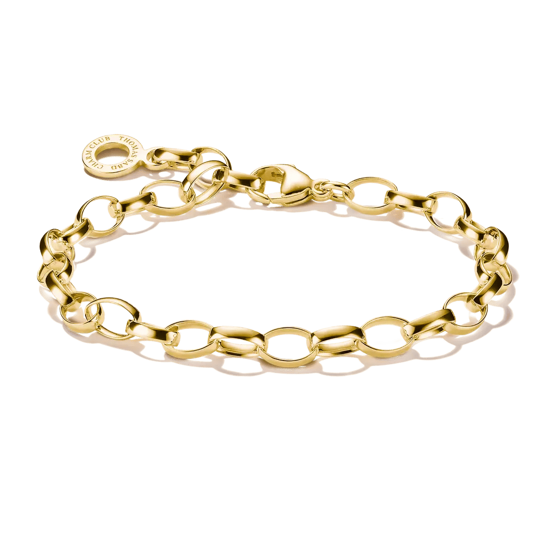Berlockarmband i guldförgylld länkkedja med runt hänge