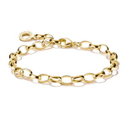 Berlockarmband i guldförgylld länkkedja med runt hänge