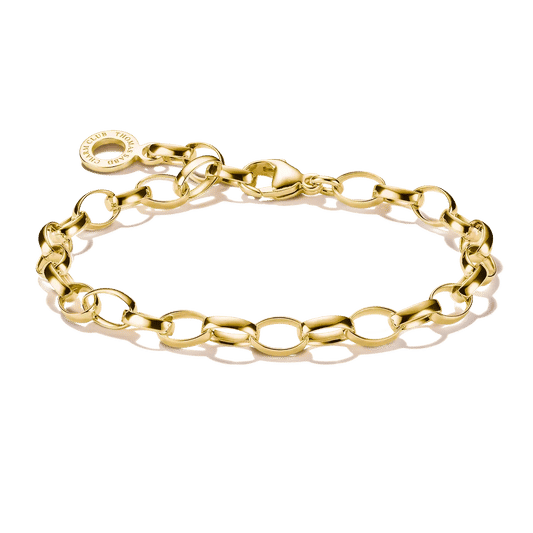 Berlockarmband i guldförgylld länkkedja med runt hänge