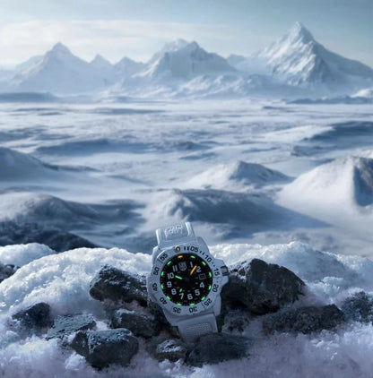 Luminox herrklocka med ljust band, svart urtavla och självlysande visning