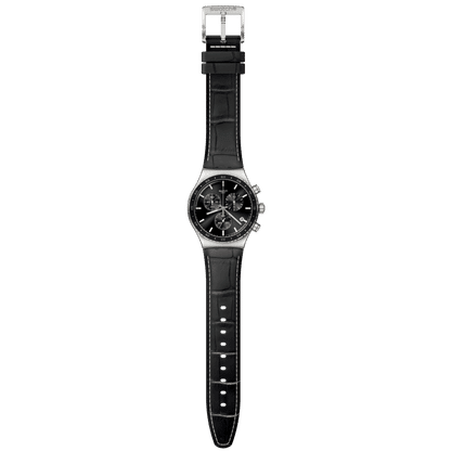 Swatch Irony Chrono New YVS495 Herren Armbanduhr Schwarz • Chronograph • Alligator-Lederarmband, Bild 4