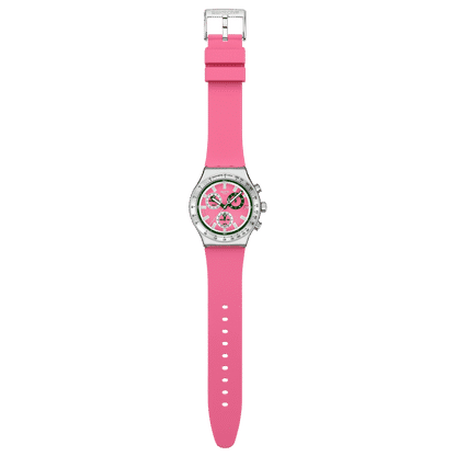 Swatch Irony Chrono New YVS538 Damenuhr Rosa • Leuchtzeiger & Leuchtindizes • Tachymeter-Lünette, Bild 4