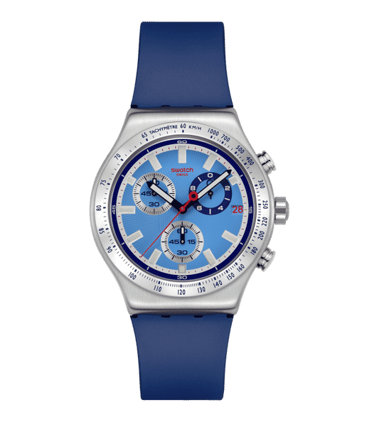 Swatch Irony YVS541 Armbanduhr Sky Reflective • Chrono-Funktion • Leichtes Aluminium-Gehäuse