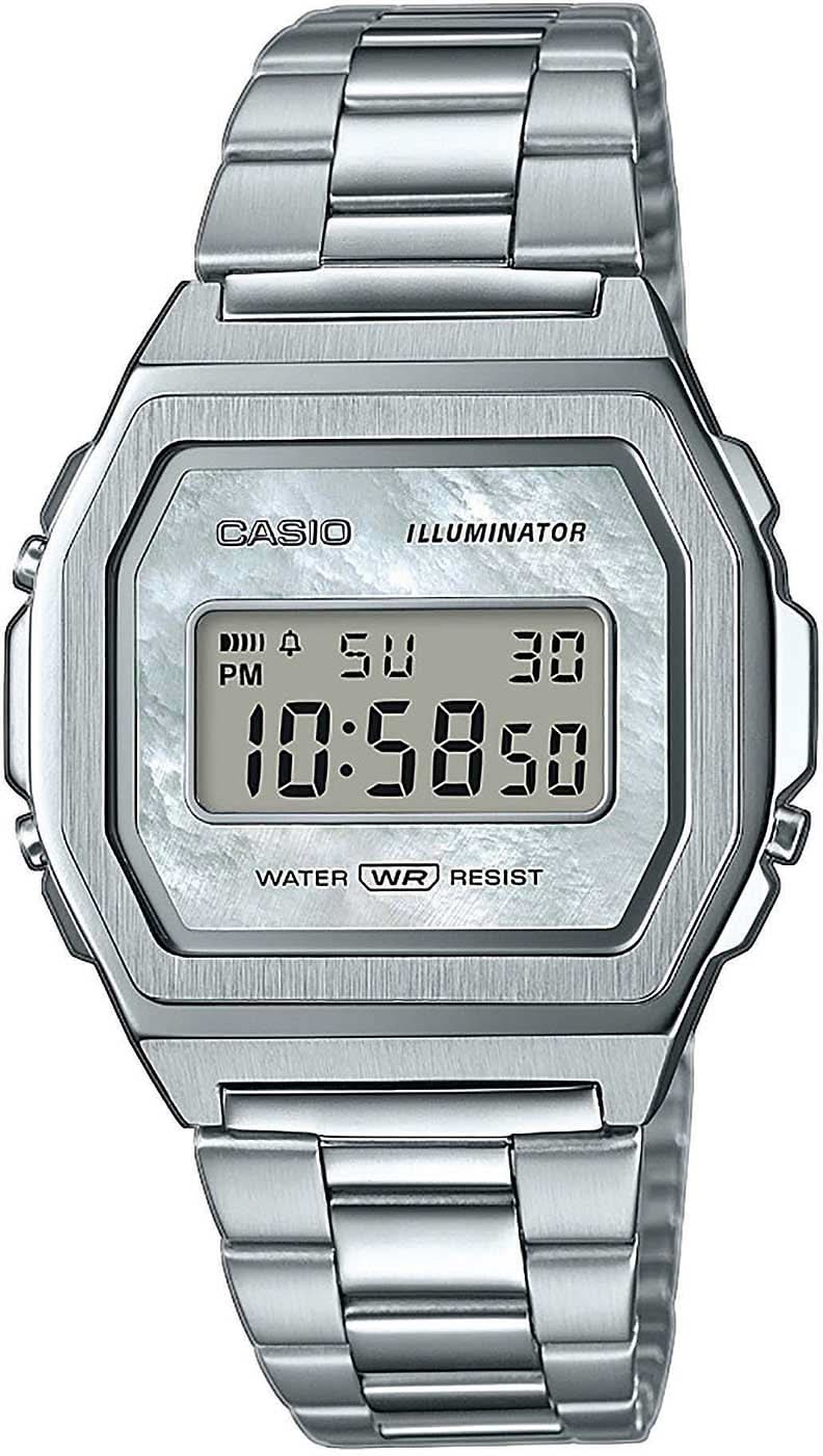 CASIO Vintage A1000D-7EF klocka med armband i rostfritt stål och digital display