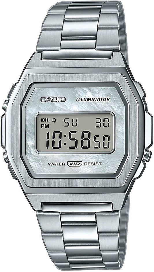CASIO Vintage A1000D-7EF klocka med armband i rostfritt stål och digital display