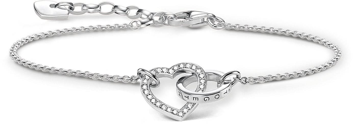 Armband i 925 sterling silver med hjärtberlock och gravyr i rund charm