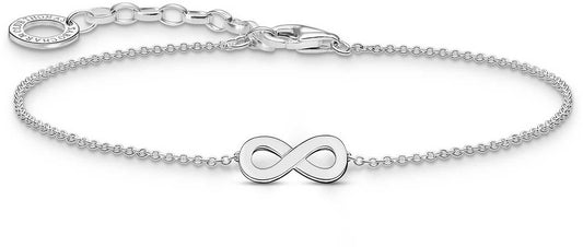 Silarmband med infinity-berlock på fin länkkedja och karbinhake