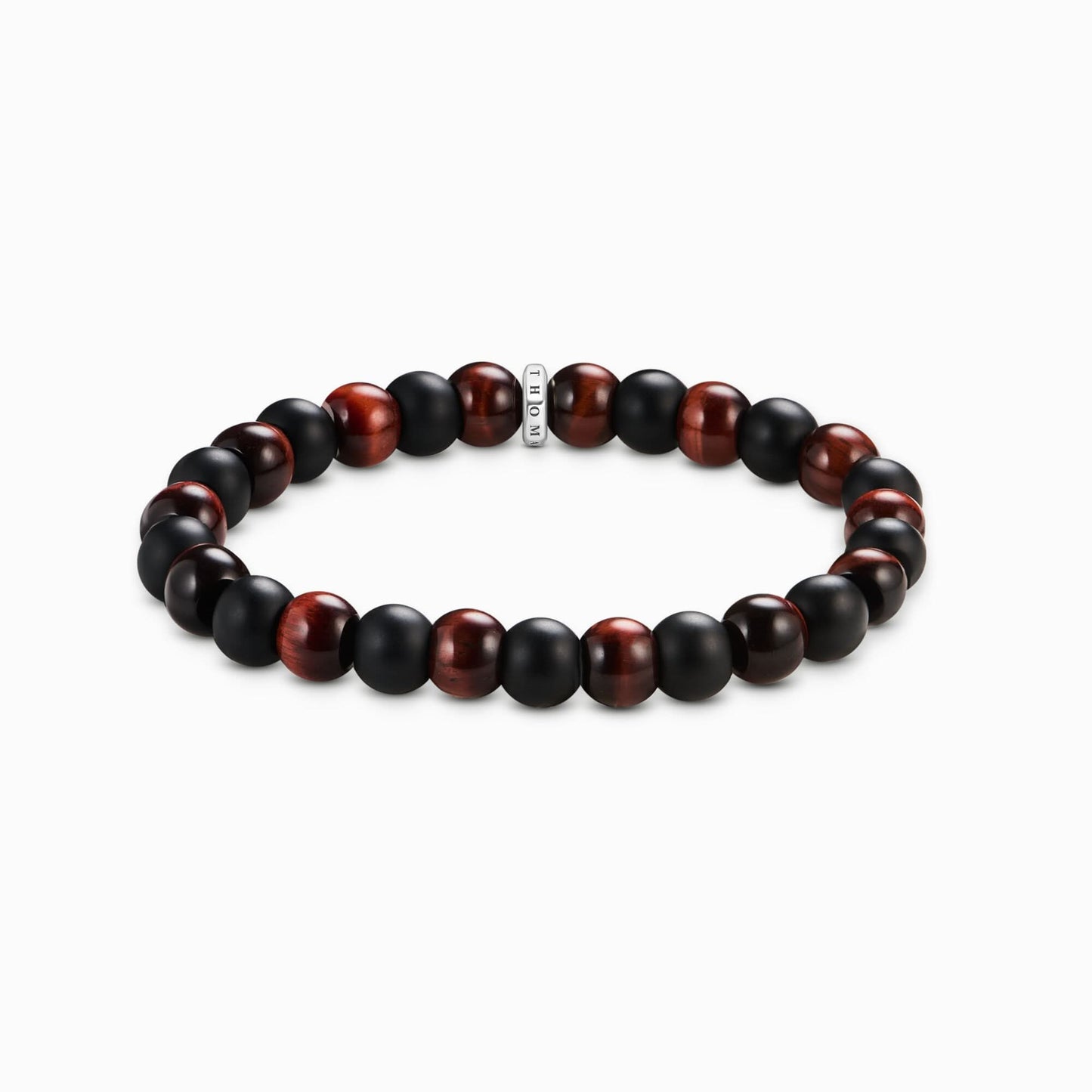 Thomas Sabo armband av obsidian och tigeröga med runda pärlor