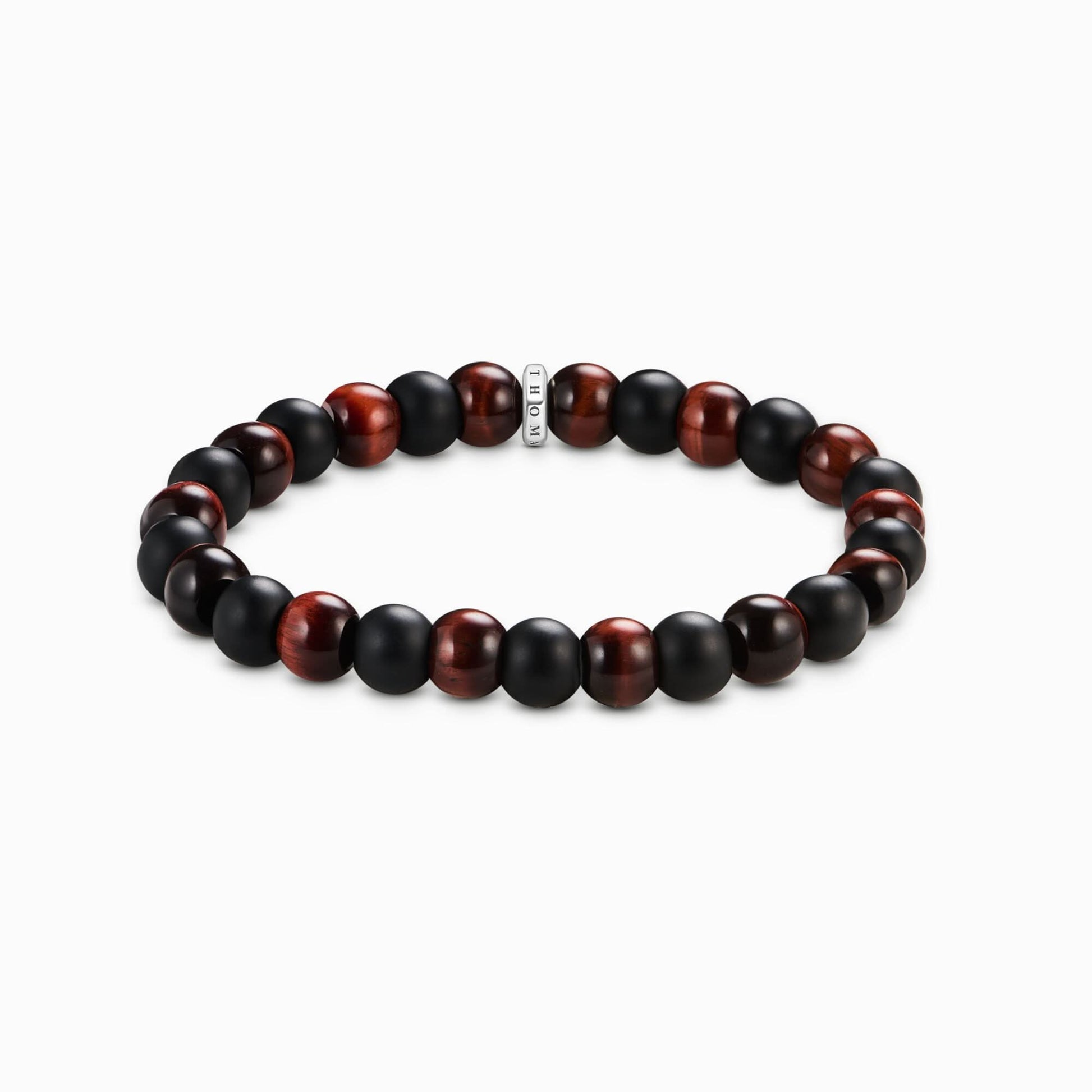 Thomas Sabo armband av obsidian och tigeröga med runda pärlor