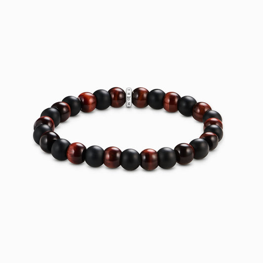 Thomas Sabo armband av obsidian och tigeröga med runda pärlor